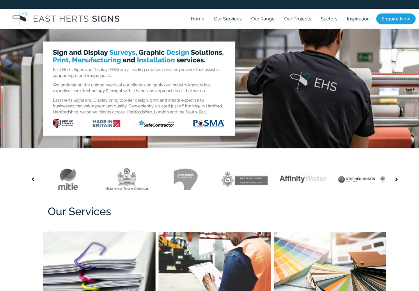 The East Herts Signs website